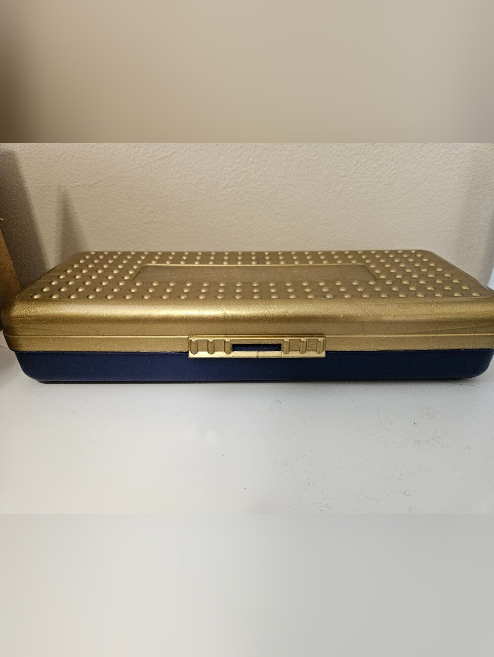 Spacemaker Vintage pencil case Gold and navy blue